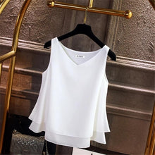 Load image into Gallery viewer, 2019 Fashion Brand Women&#39;s blouse Summer sleeveless Chiffon shirt Solid  V-neck Casual blouse Plus Size 5XL Loose Female Top