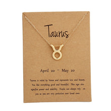 Load image into Gallery viewer, 12 Constellation Pendant Necklace Zodiac Sign Necklace Birthday Gifts Message Card for Women Girl