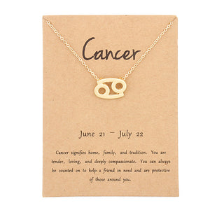 12 Constellation Pendant Necklace Zodiac Sign Necklace Birthday Gifts Message Card for Women Girl