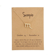 Load image into Gallery viewer, 12 Constellation Pendant Necklace Zodiac Sign Necklace Birthday Gifts Message Card for Women Girl