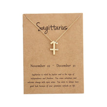 Load image into Gallery viewer, 12 Constellation Pendant Necklace Zodiac Sign Necklace Birthday Gifts Message Card for Women Girl