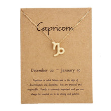 Load image into Gallery viewer, 12 Constellation Pendant Necklace Zodiac Sign Necklace Birthday Gifts Message Card for Women Girl