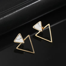 Load image into Gallery viewer, 2018 New Fashion Stud Earrings Black White Stone Geometric Earrings Round Triangle Design Punk Ear Jewelry Brincos