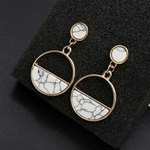 Load image into Gallery viewer, 2018 New Fashion Stud Earrings Black White Stone Geometric Earrings Round Triangle Design Punk Ear Jewelry Brincos