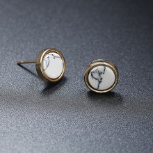 Load image into Gallery viewer, 2018 New Fashion Stud Earrings Black White Stone Geometric Earrings Round Triangle Design Punk Ear Jewelry Brincos