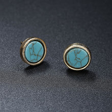 Load image into Gallery viewer, 2018 New Fashion Stud Earrings Black White Stone Geometric Earrings Round Triangle Design Punk Ear Jewelry Brincos