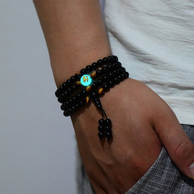 BOEYCJR Dragon Black Buddha Mala Beads Bangles&Bracelets Handmade Jewelry Ethnic Glow in the Dark Bracelet for Women or Men 2019