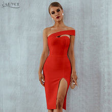 Load image into Gallery viewer, Adyce Bodycon Bandage Dress Women Vestidos Verano 2019 Summer Sexy Elegant White Black One Shoulder Midi Celebrity Party Dresses