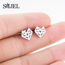 Load image into Gallery viewer, SMJEL Stainless Steel Mickey Stud Earrings for Women Girls Minimalist Fox Cat Hedgehog Earings Jewelry Animal Accessories Gifts