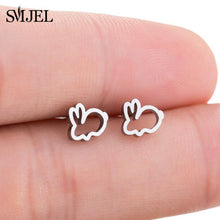 Load image into Gallery viewer, SMJEL Stainless Steel Mickey Stud Earrings for Women Girls Minimalist Fox Cat Hedgehog Earings Jewelry Animal Accessories Gifts