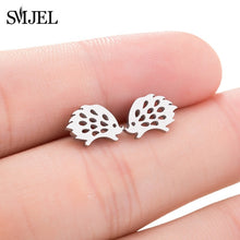 Load image into Gallery viewer, SMJEL Stainless Steel Mickey Stud Earrings for Women Girls Minimalist Fox Cat Hedgehog Earings Jewelry Animal Accessories Gifts