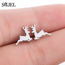 Load image into Gallery viewer, SMJEL Stainless Steel Mickey Stud Earrings for Women Girls Minimalist Fox Cat Hedgehog Earings Jewelry Animal Accessories Gifts
