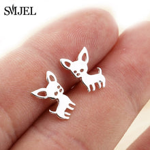 Load image into Gallery viewer, SMJEL Stainless Steel Mickey Stud Earrings for Women Girls Minimalist Fox Cat Hedgehog Earings Jewelry Animal Accessories Gifts