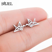 Load image into Gallery viewer, SMJEL Stainless Steel Mickey Stud Earrings for Women Girls Minimalist Fox Cat Hedgehog Earings Jewelry Animal Accessories Gifts
