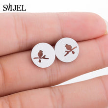 Load image into Gallery viewer, SMJEL Stainless Steel Mickey Stud Earrings for Women Girls Minimalist Fox Cat Hedgehog Earings Jewelry Animal Accessories Gifts
