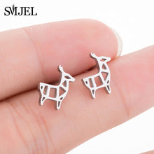 Load image into Gallery viewer, SMJEL Stainless Steel Mickey Stud Earrings for Women Girls Minimalist Fox Cat Hedgehog Earings Jewelry Animal Accessories Gifts
