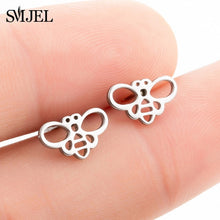 Load image into Gallery viewer, SMJEL Stainless Steel Mickey Stud Earrings for Women Girls Minimalist Fox Cat Hedgehog Earings Jewelry Animal Accessories Gifts
