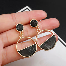 Load image into Gallery viewer, 2018 New Fashion Stud Earrings Black White Stone Geometric Earrings Round Triangle Design Punk Ear Jewelry Brincos