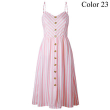 Load image into Gallery viewer, 2019 Summer Women Button Decorated Print Dress Off-shoulder Party Beach Sundress Boho Spaghetti Long Dresses Plus Size FICUSRONG