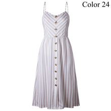 Load image into Gallery viewer, 2019 Summer Women Button Decorated Print Dress Off-shoulder Party Beach Sundress Boho Spaghetti Long Dresses Plus Size FICUSRONG