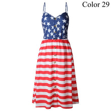 Load image into Gallery viewer, 2019 Summer Women Button Decorated Print Dress Off-shoulder Party Beach Sundress Boho Spaghetti Long Dresses Plus Size FICUSRONG