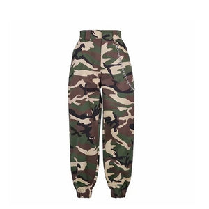 Spring 2019 fashion woman camo pants women cargo high waist pants loose trousers joggers women camouflage sweatpants streetwear