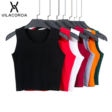 7 Color Fashion Round Neck T Shirt Women Summer Sexy Sleeveless High Waist Crop Top Cotton Bottom Tops T Shirt female Streetwear