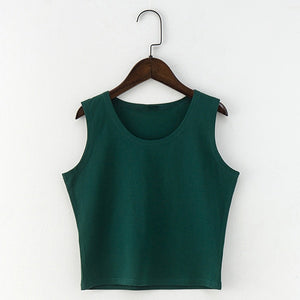 7 Color Fashion Round Neck T Shirt Women Summer Sexy Sleeveless High Waist Crop Top Cotton Bottom Tops T Shirt female Streetwear