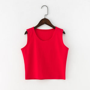 7 Color Fashion Round Neck T Shirt Women Summer Sexy Sleeveless High Waist Crop Top Cotton Bottom Tops T Shirt female Streetwear