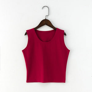 7 Color Fashion Round Neck T Shirt Women Summer Sexy Sleeveless High Waist Crop Top Cotton Bottom Tops T Shirt female Streetwear
