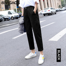 Load image into Gallery viewer, BIVIGAOS 2019 New Spring Women Clothing Straight Overalls Casual Harem Pants Korean Elastic Waist Triangle Buckle Cargo Pants