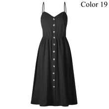 Load image into Gallery viewer, Elegant Button Women Dress Polka Dots Red Cotton Midi Dress 2019 Summer Casual Female Plus Size Lady Beach vestidos FICUSRONG