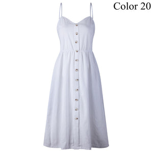 Elegant Button Women Dress Polka Dots Red Cotton Midi Dress 2019 Summer Casual Female Plus Size Lady Beach vestidos FICUSRONG