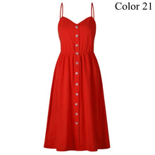Load image into Gallery viewer, Elegant Button Women Dress Polka Dots Red Cotton Midi Dress 2019 Summer Casual Female Plus Size Lady Beach vestidos FICUSRONG