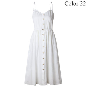 Elegant Button Women Dress Polka Dots Red Cotton Midi Dress 2019 Summer Casual Female Plus Size Lady Beach vestidos FICUSRONG
