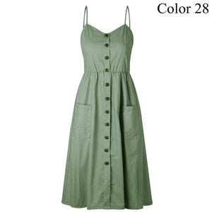 Elegant Button Women Dress Polka Dots Red Cotton Midi Dress 2019 Summer Casual Female Plus Size Lady Beach vestidos FICUSRONG