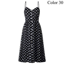 Load image into Gallery viewer, Elegant Button Women Dress Polka Dots Red Cotton Midi Dress 2019 Summer Casual Female Plus Size Lady Beach vestidos FICUSRONG