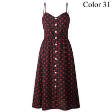 Load image into Gallery viewer, Elegant Button Women Dress Polka Dots Red Cotton Midi Dress 2019 Summer Casual Female Plus Size Lady Beach vestidos FICUSRONG