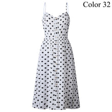Load image into Gallery viewer, Elegant Button Women Dress Polka Dots Red Cotton Midi Dress 2019 Summer Casual Female Plus Size Lady Beach vestidos FICUSRONG