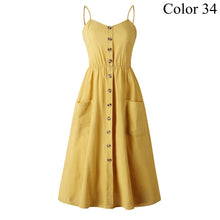 Load image into Gallery viewer, Elegant Button Women Dress Polka Dots Red Cotton Midi Dress 2019 Summer Casual Female Plus Size Lady Beach vestidos FICUSRONG