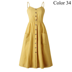 Elegant Button Women Dress Polka Dots Red Cotton Midi Dress 2019 Summer Casual Female Plus Size Lady Beach vestidos FICUSRONG