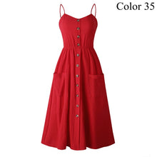 Load image into Gallery viewer, Elegant Button Women Dress Polka Dots Red Cotton Midi Dress 2019 Summer Casual Female Plus Size Lady Beach vestidos FICUSRONG