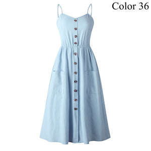 Elegant Button Women Dress Polka Dots Red Cotton Midi Dress 2019 Summer Casual Female Plus Size Lady Beach vestidos FICUSRONG