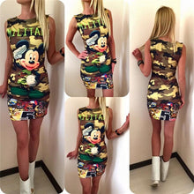 Load image into Gallery viewer, 2019 New Summer Fashion Women Sexy Tank Dress Slim Casual Camouflage Military O-Neck Print Splice Empire Mini Dresses Vestidos