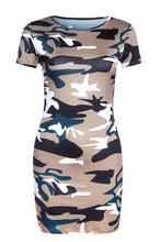 Load image into Gallery viewer, 2019 New Summer Fashion Women Sexy Tank Dress Slim Casual Camouflage Military O-Neck Print Splice Empire Mini Dresses Vestidos
