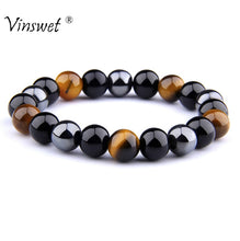 Load image into Gallery viewer, Natural Black Obsidian Hematite Tiger Eye Beads Bracelets Men for Magnetic Health Protection Women Jewelry Pulsera Hombre