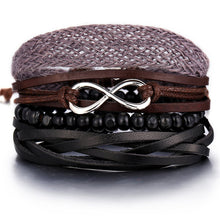Load image into Gallery viewer, IF ME Vintage Leaf Feather Multilayer Leather Bracelet Men Fashion Braided Handmade Star Rope Wrap Bracelets &amp; Bangles Male Gift