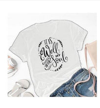 Load image into Gallery viewer, It is well with my soul T-Shirt Stylish Belief Coll Top Fashion Clothing Summer Christian Slogan Gift Harajuku Yellow Tee