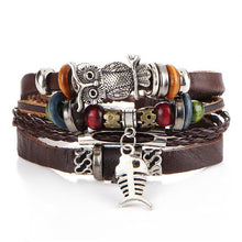 Load image into Gallery viewer, IF ME Vintage Leaf Feather Multilayer Leather Bracelet Men Fashion Braided Handmade Star Rope Wrap Bracelets &amp; Bangles Male Gift