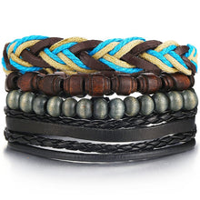 Load image into Gallery viewer, IF ME Vintage Leaf Feather Multilayer Leather Bracelet Men Fashion Braided Handmade Star Rope Wrap Bracelets &amp; Bangles Male Gift